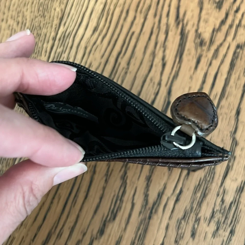 Vintage Brighton Black and Brown Heart Window Coin Pouch Card Holder